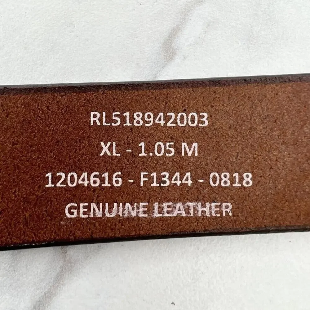 Peter England Mens Brown Genuine Leather Belt Silver Buckle XL ✨